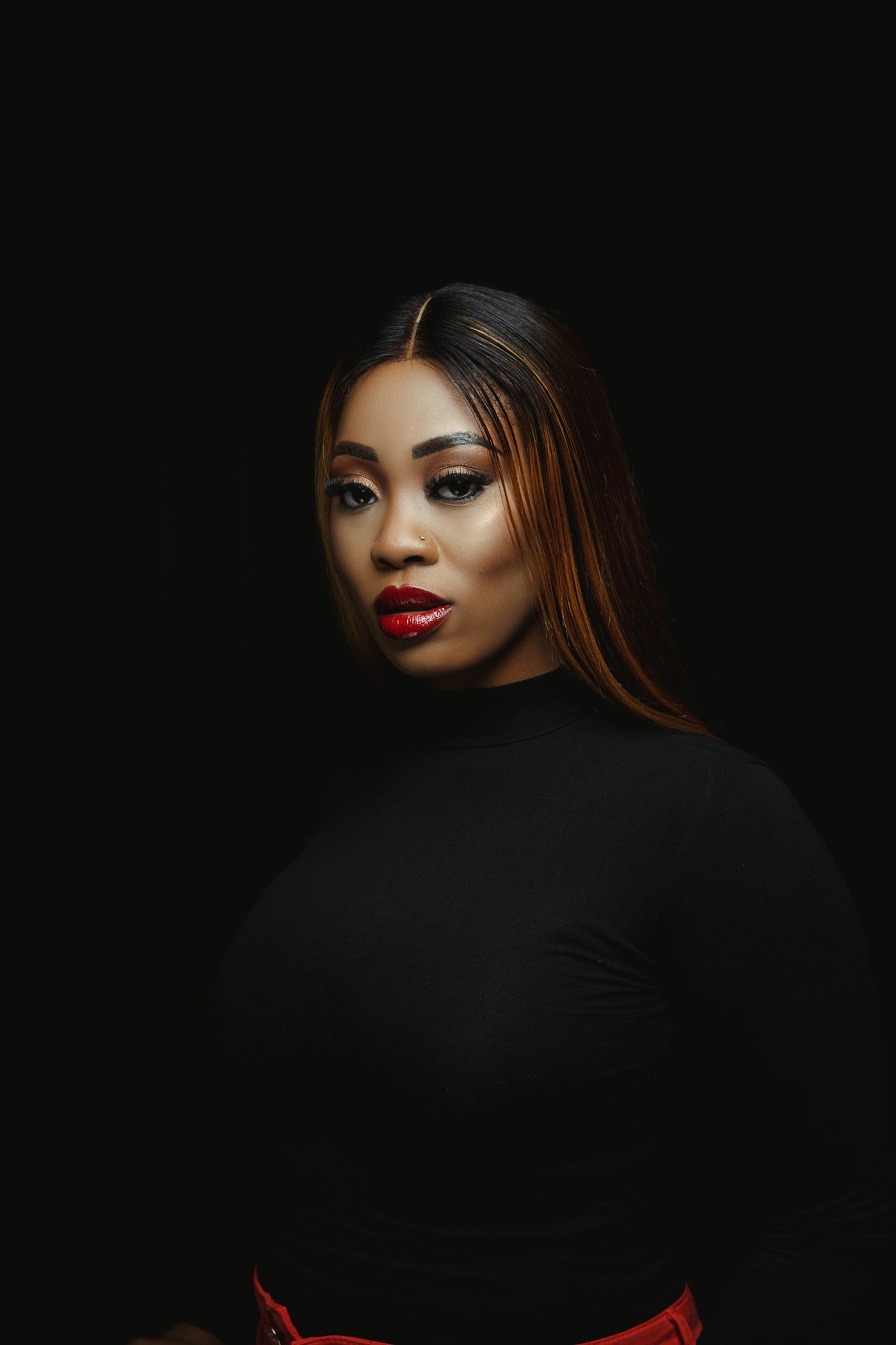 Elegant portrait showing sleek, lustrous hair
